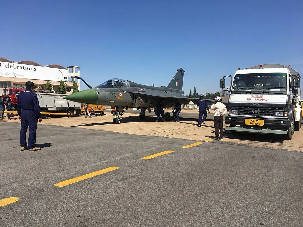 HAL LCA Tejas aircraft on the apron